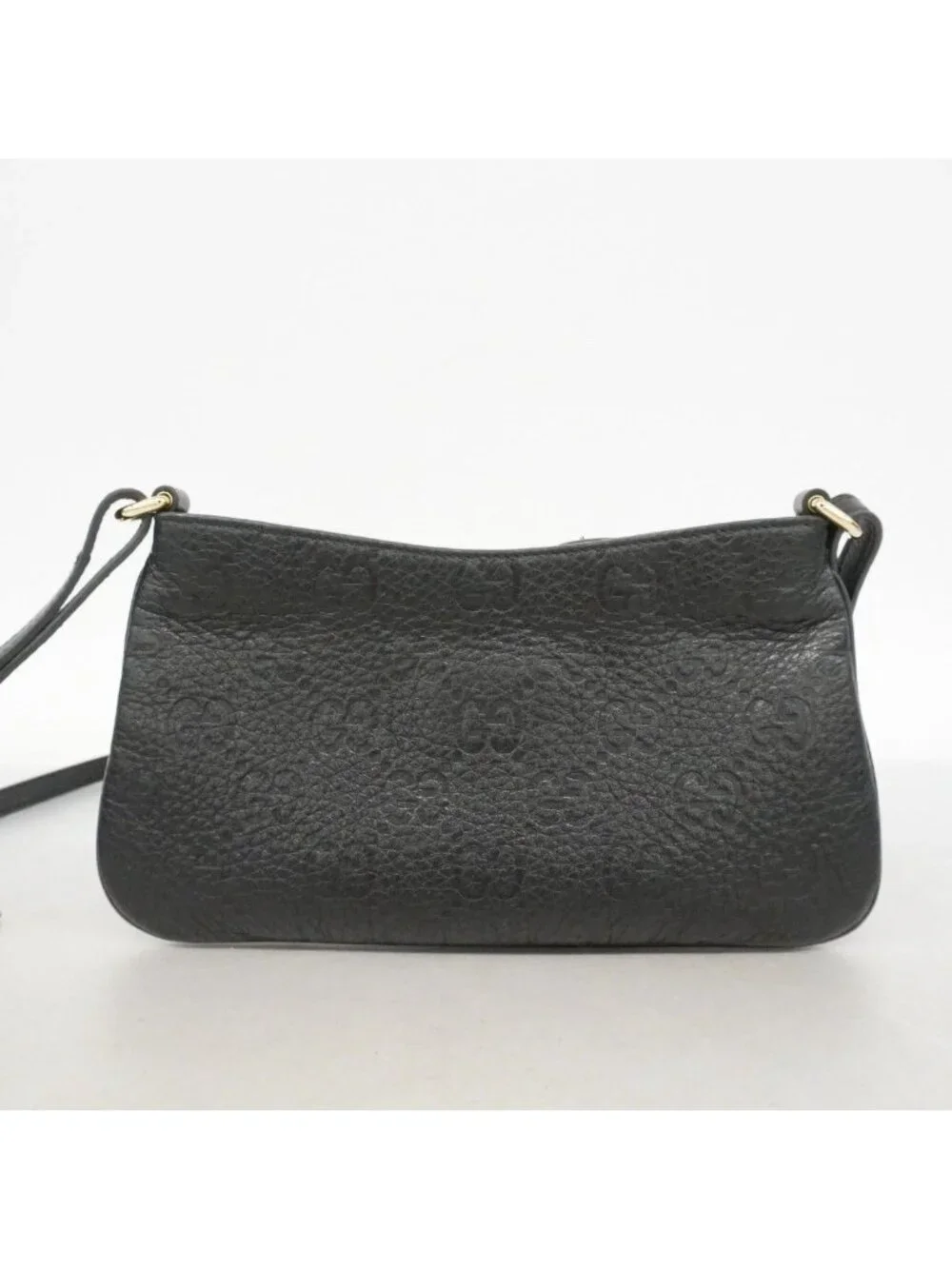 ★SOLD★ Gucci Shoulder Bag Guccissima Leather Black Champagne Gold - Picture 10 of 10